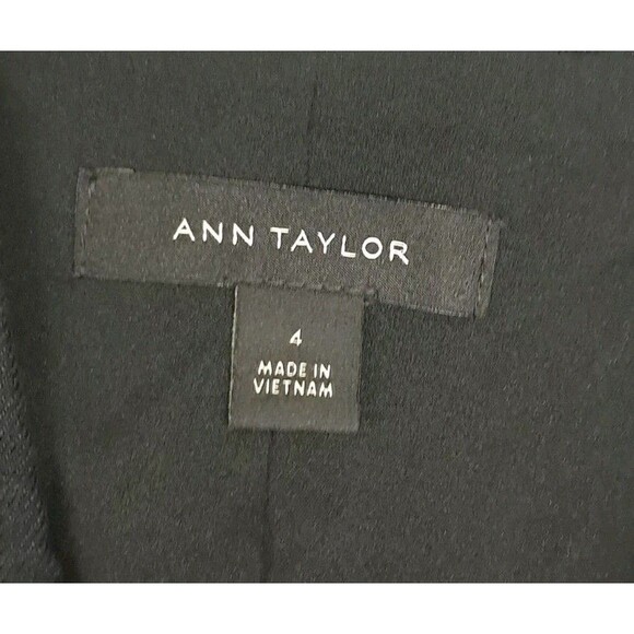 Ann Taylor Blazer Jacket Womens 4 Black Cutaway Linen Blend One Button Work 2024 - Picture 3 of 10